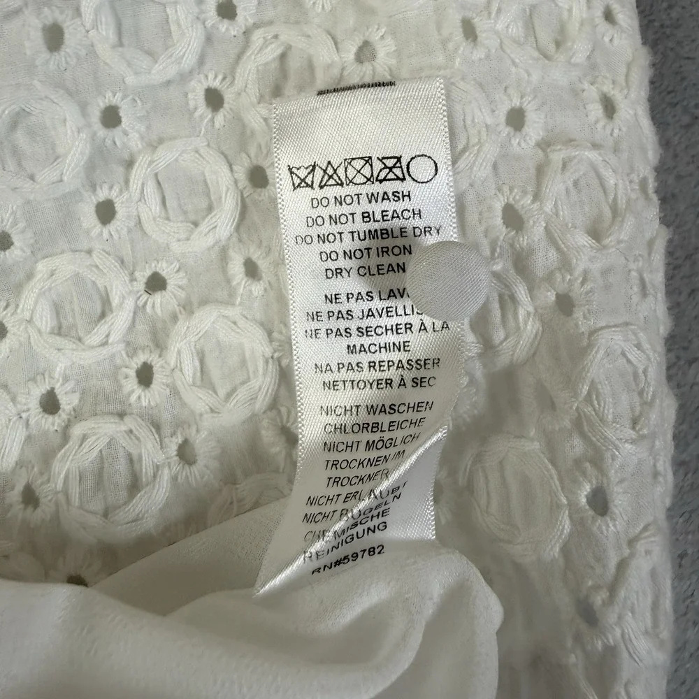 Adrianna Papell Mixed Lace Cotton Shift Dress Size 10 White Sleeveless High Neck